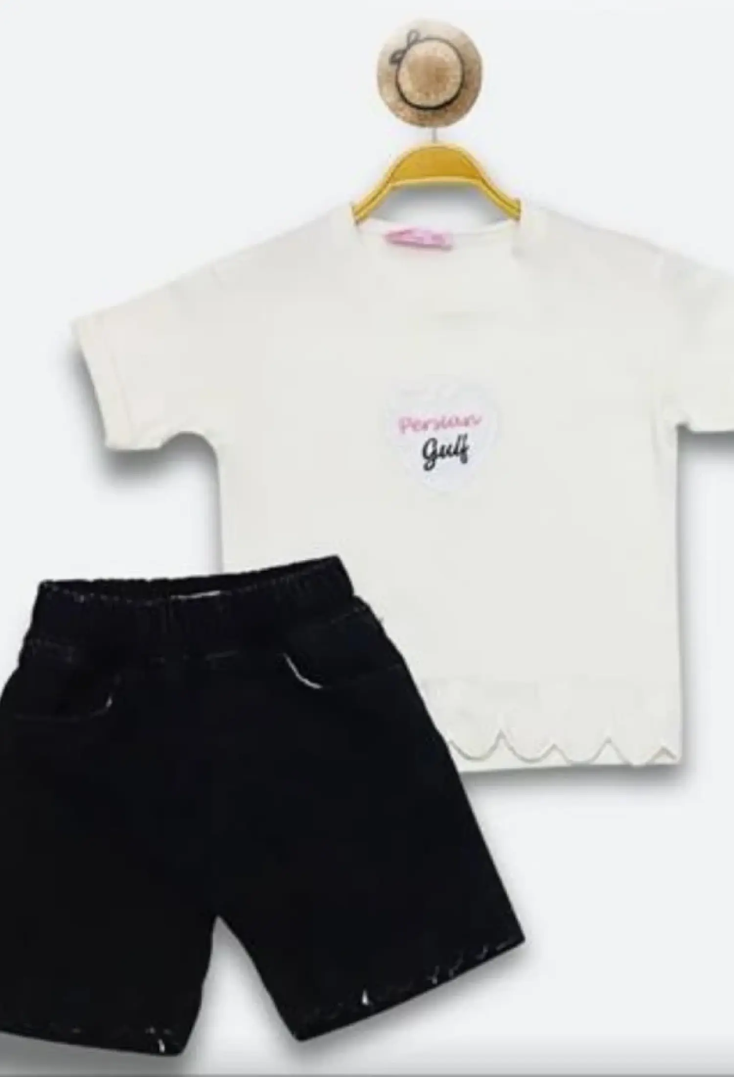 Girl's Set with Embroidered Heart Design
